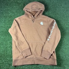 Carhartt Youth Brown Relaxed Fit Graphic Sleeve Logo Hoodie Large 12-14