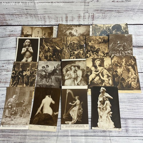 Lot Of 17 Antique French Art Postcards (Louvre Paris Salon Bruxelles Luxembourg)