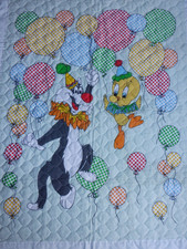 Vintage Looney Tunes Sylvester Tweety Bird Childs Blanket Comforter 44"x35"