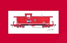Missouri Pacific Caboose #13569 11"x17" Matted Print by Andy Fletcher signed