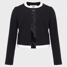 Hobbs London Suri Jacket Cropped Blazer Black Ivory Size 6