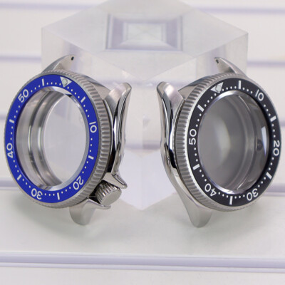 38mm Silver polishing Watch Cases sapphire glass For Seiko
