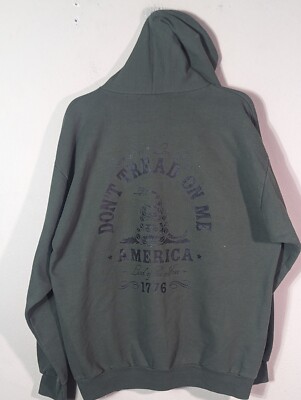 DON'T TREAD ON ME AMERICA Land of the Free 1776 NINE LINE Army GreenHOODIE  Large