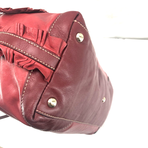 GUCCI Bolso de Mano Sabrina Boston Cuero Rojo Asa Superior Detalles con Volantes - Imagen 4 de 17