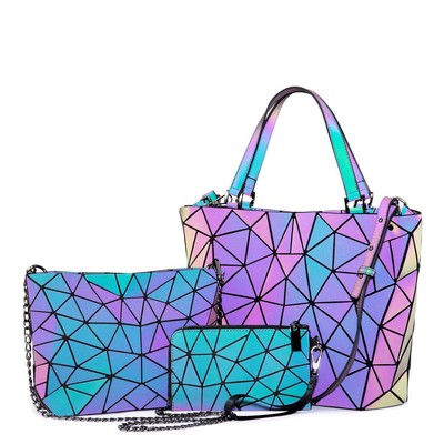 LOVEVOOK Luminous Purses and Handbags for Women Holographic Reflective Cross...