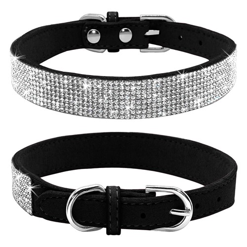 Collier Pour Chien en faux cuir avec strass Diamant pour Petit Chien ou Chat S M - Picture 13 of 17