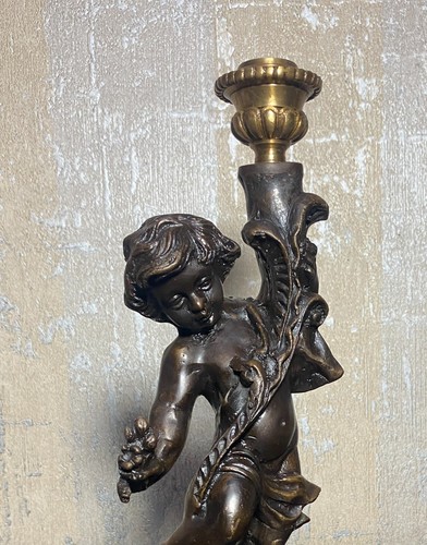 Antike massive Bronze Französische Putti Skulpturen Kerzenständer - Bild 8 von 12