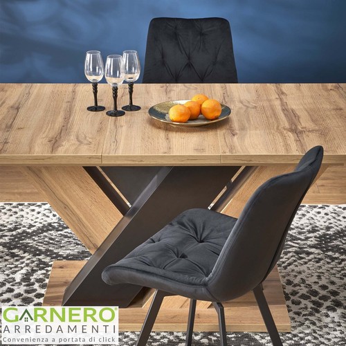 Tavolo con allunga riponibile internamente moderno 160/200cm rovere nero Wolly - Foto 4 di 11