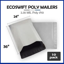 10 24x35 EcoSwift Poly Mailers LARGE Plastic Envelopes Shipping Bags 2.35MIL
