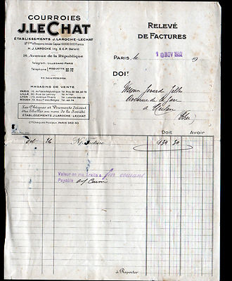 PARIS (XI°) RIEMENFABRIK ''J. LECHAT & LAROCHE'' 1932