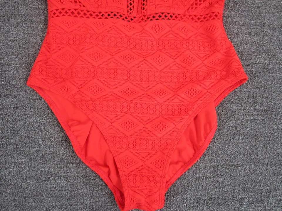 Traje de baño Hula Honey para mujer talla XL rojo traje de baño de una pieza liso Foto 3 de 4