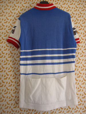 Maillot Cycliste Vintage Motobécane - Années 70 - Bleu Blanc Rouge - Homme Taille M