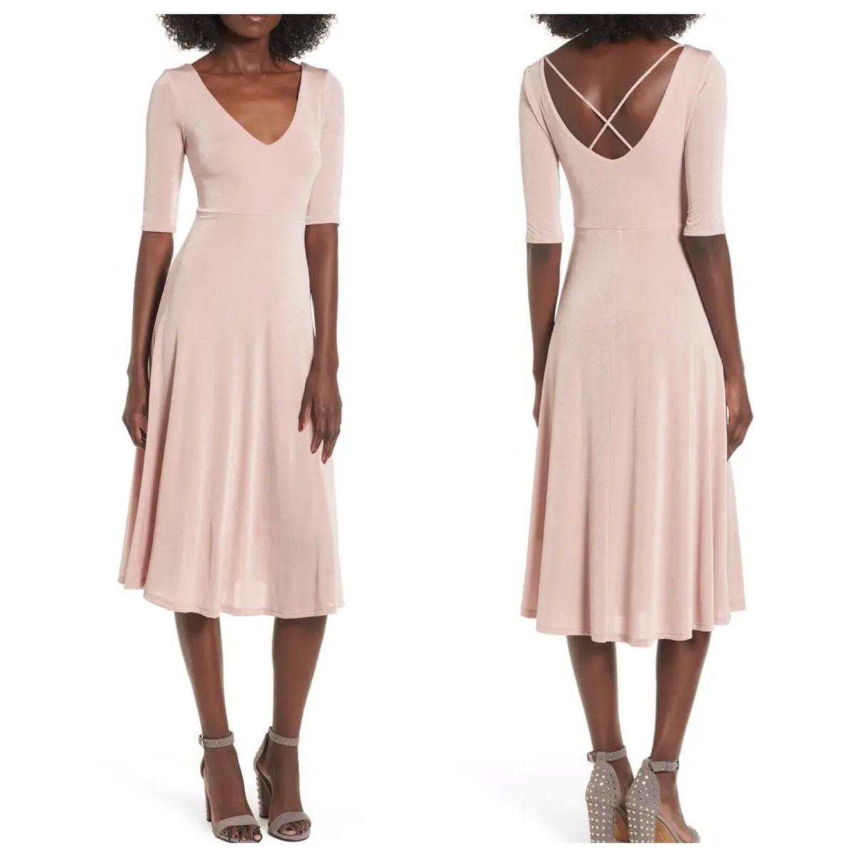 astr cross back midi dress ASTR The Label | Thiala Knit Reverse Halter Midi Dress in Black