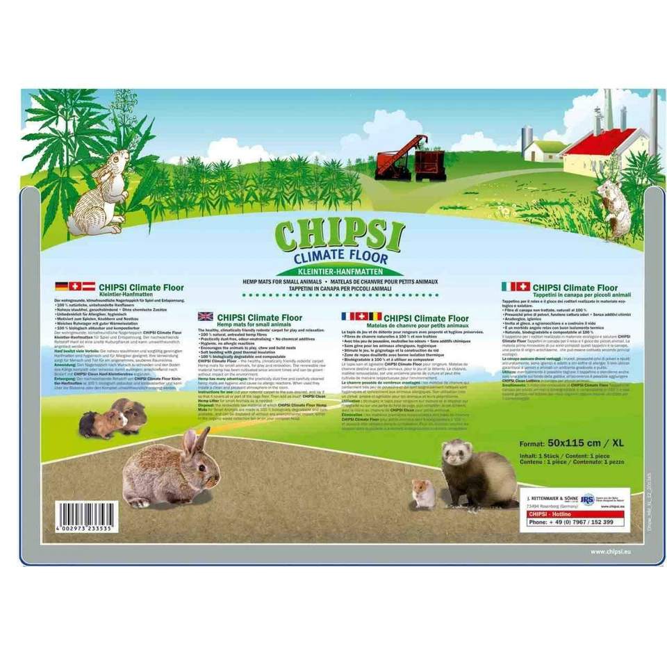 Chipsi Climate Floor - Hemp Mat X-Large 50 X 115 Cm Small Animals