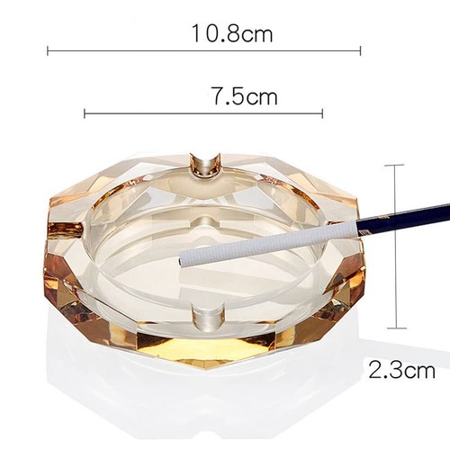 Crystal Glass Ashtray Octagon Ash tray Cigar One Size Black - 第 3/5 張圖片