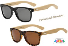POLARIZED BAMBOO WOODEN SUNGLASSES Men Women Retro Iconic Horn Rimmed Frame Wood