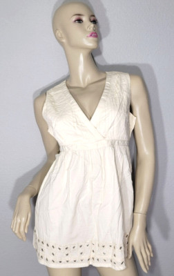 NWT Max Mara Sleeveless Pleated Empire Waist Ivory Top Blouse 10