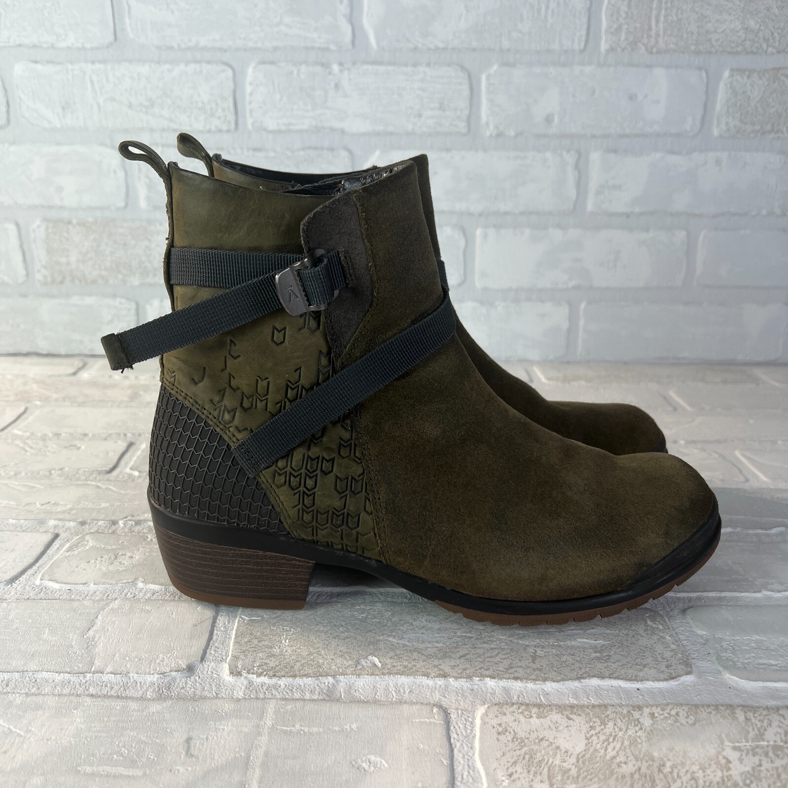 Stivali Keen Morrison donna 9 verdi pelle scamosciata cavigliere zip moto escursionismo