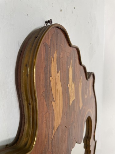 SPECCHIERA PARETE VINTAGE CORNICE LEGNO INTARSIATO BORDO MOSSO MIRROR MIDCENTURY - Foto 5 di 17