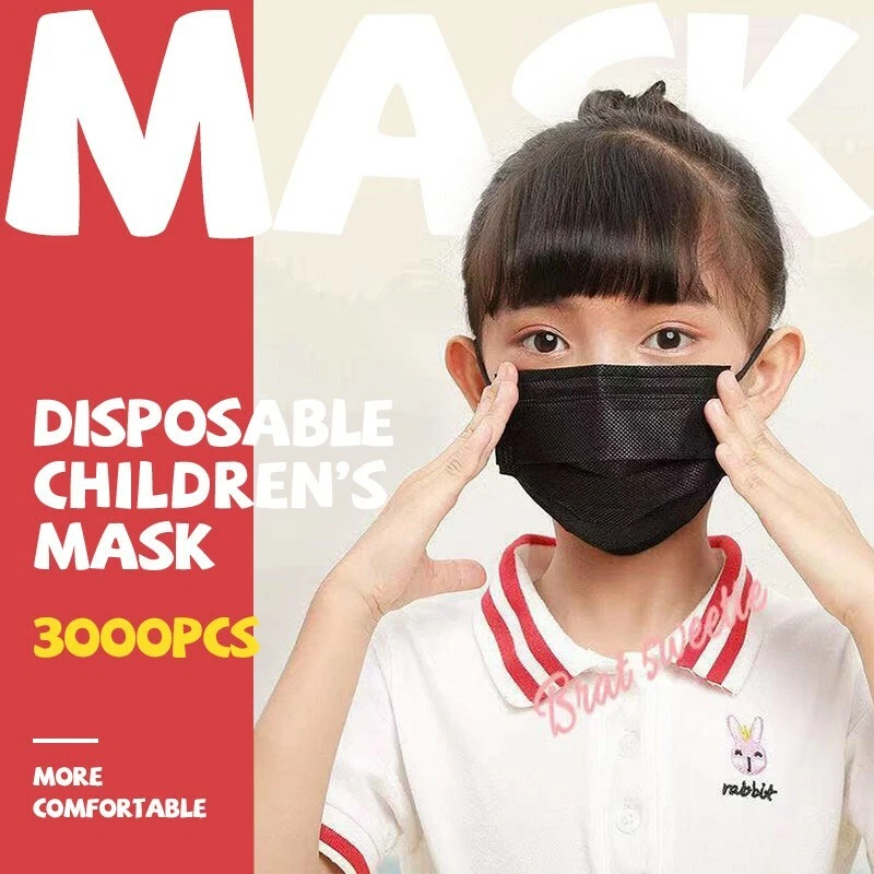 [3000 PCs] For KIDS Children Disposable Face Mask Protective Black Mouth Cover