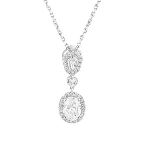 1.368 CTW 14K White Gold Lab Grown Diamond Necklace Pendant MZ9450-1