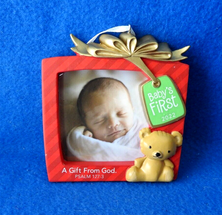 Hallmark Ornament 2022 Baby's 1st First Christmas Photo A Gift From God