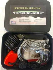 SURVIVAL SNARE KIT POCKET SIZE SMALL EASY TO CARRY SURVIVAL SNARE TIN SNARE KIT