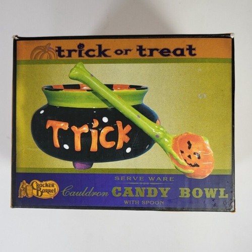 Cracker Barrel Trick Or Treat Candy Bowl Halloween Cauldron & Spoon Set (IN-BOX)