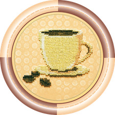 Bead Embroidery Kit "Coffee" size 5.5"x5.5" / 14.0x14.0 cm