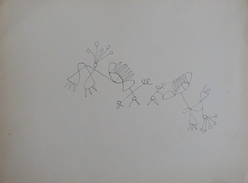 THE CHILDHOOD OF ART, 24X32 original drawing surrealist fantasy Fred BELAUBRE