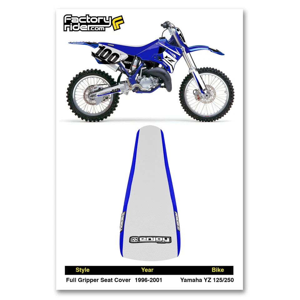 2000-2012 YAMAHA TTR 250 Seat Cover By Enjoy MFG BLUE WHITE TOP GRIPPER #92 - Image 2 of 4