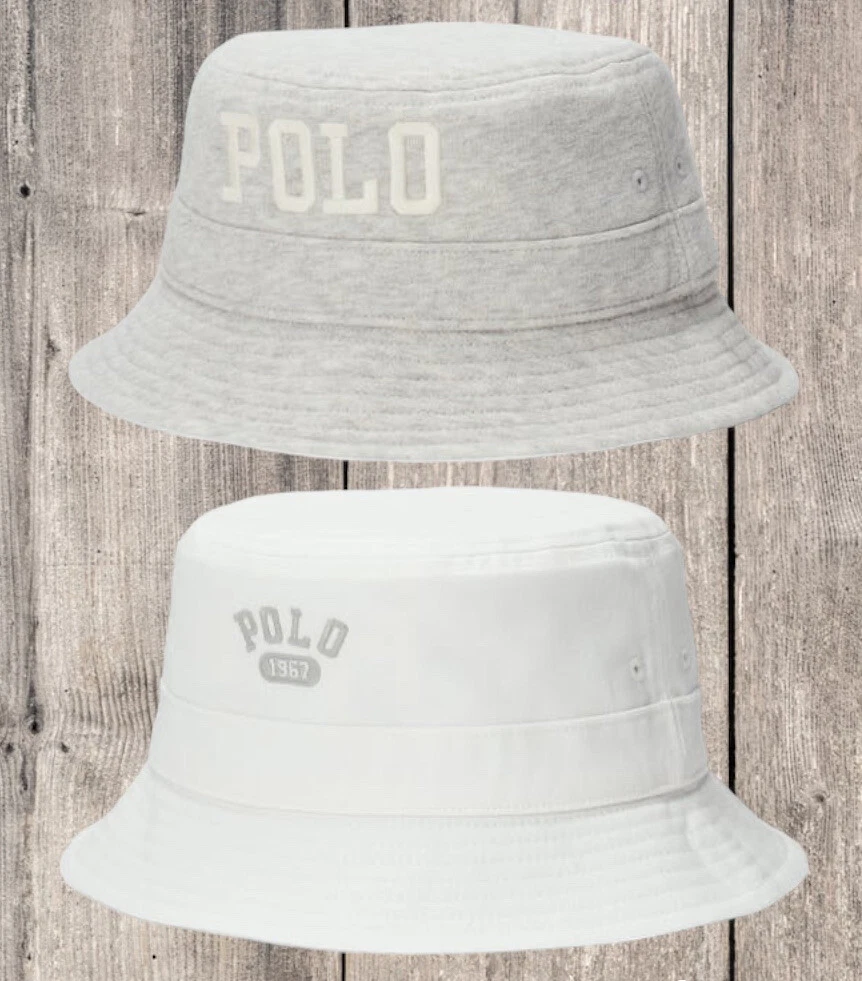 Polo Ralph Lauren Reversible Fleece / Cotton Twill Bucket Hat S/M 58cm White
