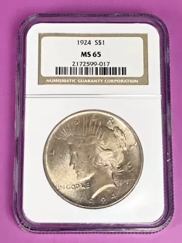 1924 PEACE DOLLAR "NGC MS65" - COLLECTOR'S GRADE, VERY HIGH GRADE FOR THIS YEAR!