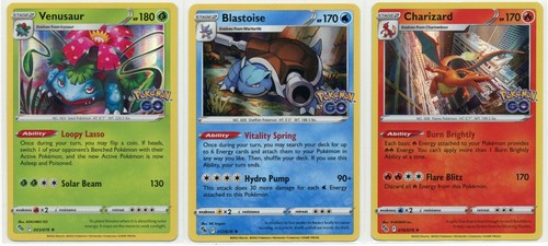 Pokemon GO Karten Charizard Venusaur & Blastoise Holo selten 3 Karten Set