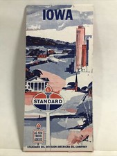 1963 STANDARD/AMERICAN OIL COMPANY IOWA HIGHWAY ROAD MAP Travel Auto Tour Guide