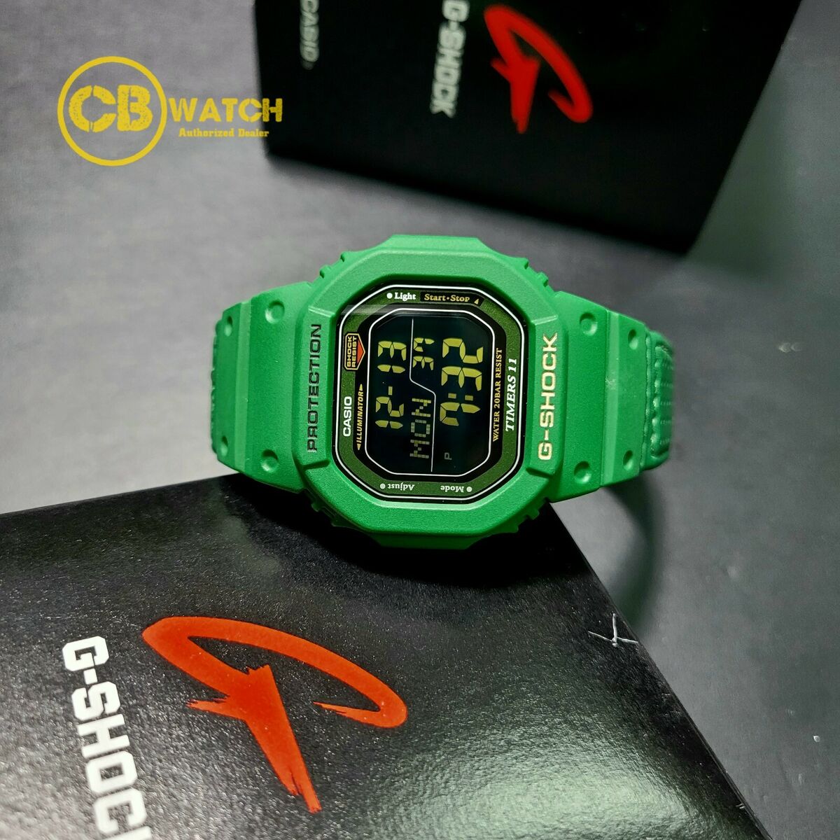 Casio G-Shock Black Dial Unisex Watch DW-56RTB-3 Green Resin Casio G-Shock Black Dial Unisex Watch DW-56RTB-3 Green Resin