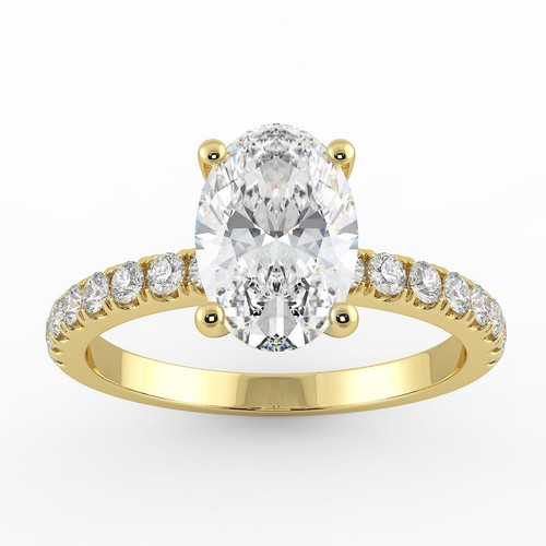 Nuevo anillo de compromiso de diamantes de corte ovalado F/SI1 de oro blanco de 14 K de 1 3/4 quilates - Imagen 6 de 8