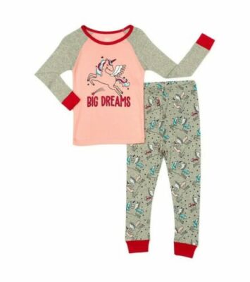 Wonder Nation Baby Girl Snug Fit Unicorn Big Dreams Pajama Set 12 Months 2T  5T