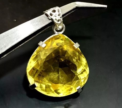 Natürlicher 98,00 ct gelber Citrin Birnenschliff 925 massiv Silber Anhänger Edelstein - Bild 5 von 6