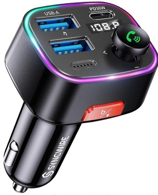 Syncwire FM Transmitter Auto Bluetooth 5.4 48W (PD 36W & 12W) Bluetooth Adapter