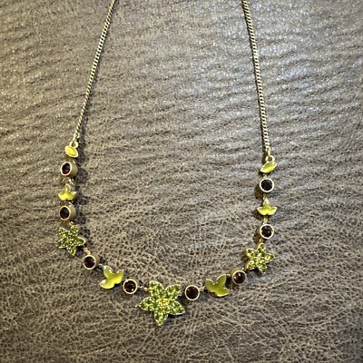 Pilgrim Jewellery Swarovski Crystal Green Floral Copper Necklace