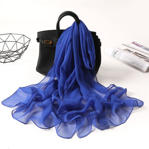 Long Soft Chiffon Scarf Plain Sheer Wrap Shawl Womens Large Stole Neck Scarves♧ - Picture 35 of 93