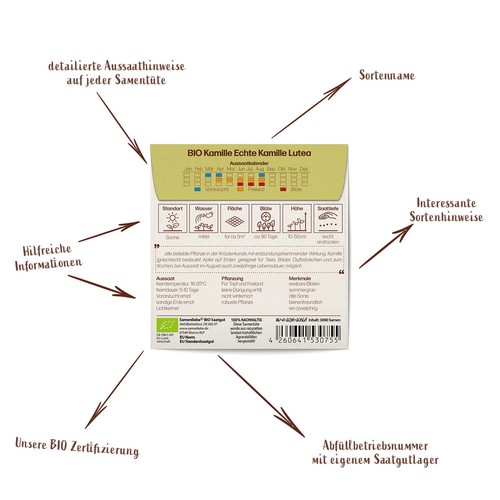 BIO Echte Kamille Samen Sorte Echte Kamille Lutea Kräutersamen BIO Kräuter Saatg - Bild 5 von 8