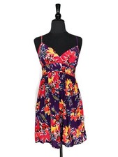 Forever 21 Purple Floral Spaghetti Strap Empire Waist Fit Flare Dress Size S