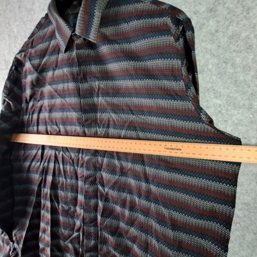 Perry Ellis Shirt Mens Extra Large Red Blue Grey Button Up Long Sleeve Collared - Picture 3 of 12