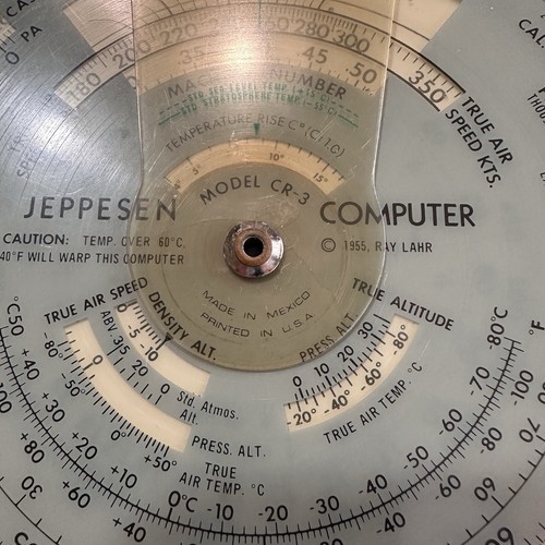 Vintage Jeppesen Aviation Circular Computer 1955 Model CR-3 Ray Lahr 6" mit Tasche - Bild 5 von 15
