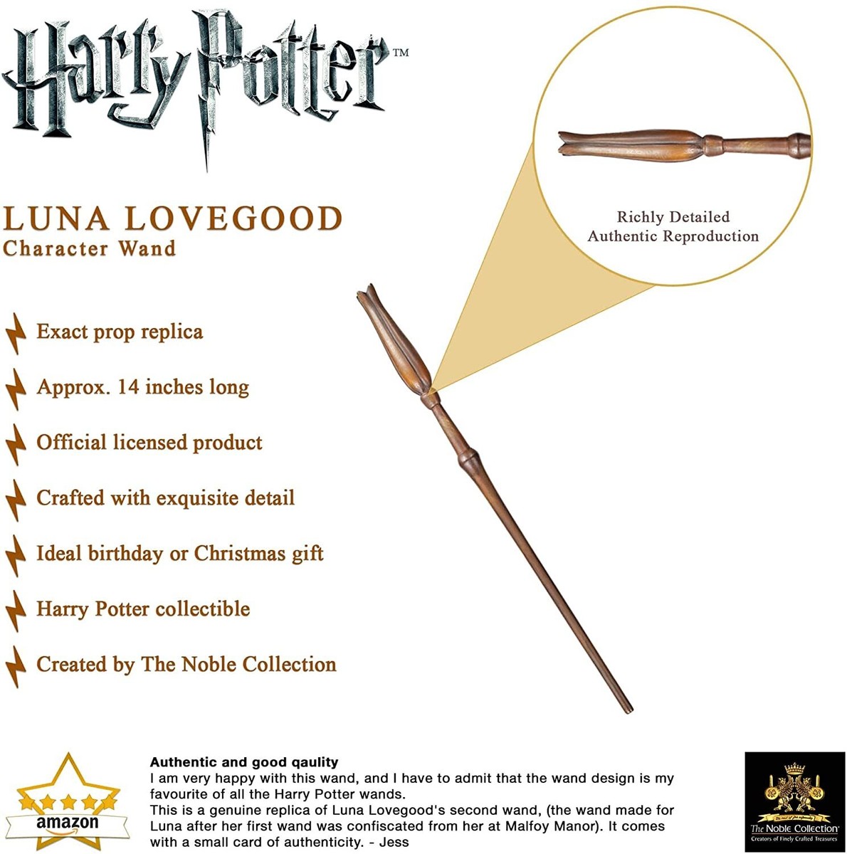 The Noble Collection Harry Potter Retro Baguette in Ollivanders Box - Luna Lovegood 34 cm, NOB7151 The Noble Collection Harry Potter Retro Baguette in Ollivanders Box - Luna Lovegood 34 cm, NOB7151