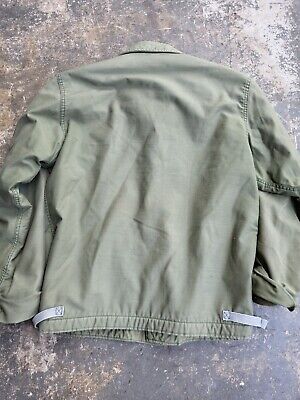 Vtg 80s A2 Deck Jacket USN Military US Navy 1985 Cold Weather Permeable  Large