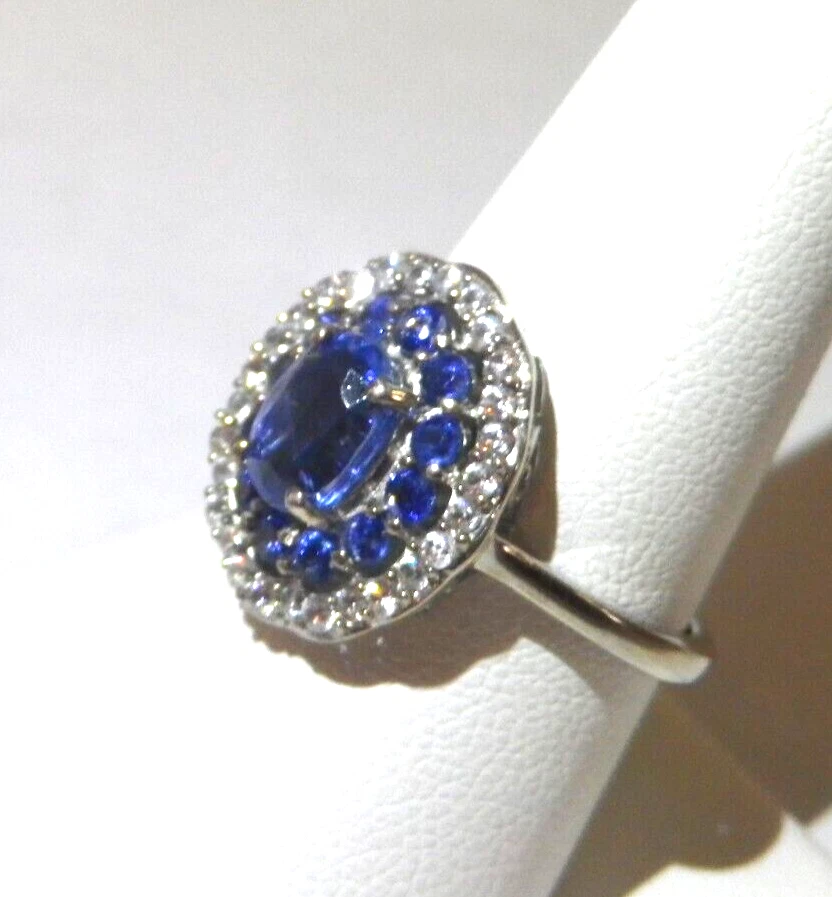 RING Kyanite White Zircon Ring Sterling Silver Rhodium Overlay, Size 8 - Image 2 of 4