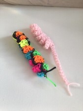 NEW Crochet CAT TOY Caterpillar Worm Snake Curly Lot of 2 Colors Handmade
